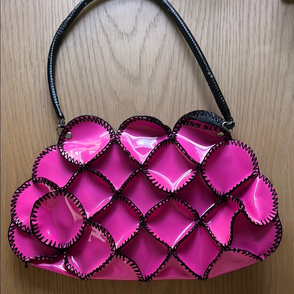 Miss Sixty Pink and Black Quilted Shoulder Bag